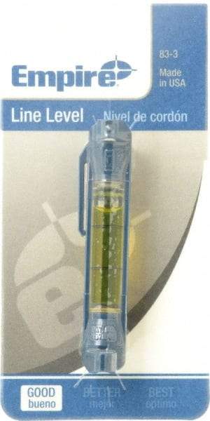 Empire Level - 1 Vial, 3" Long, Plastic Line Level - 5/8" High x 1/2" Wide, Yellow - Makers Industrial Supply