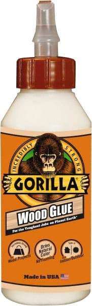 Gorilla Glue - 8 oz Bottle Natural Wood Glue - 3 to 4 hr Working Time, 24 hr Full Cure Time, Bonds to Cork Board & Wood - Makers Industrial Supply