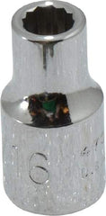 Proto - 3/16", 1/4" Drive, Standard Hand Socket - 12 Points, 7/8" OAL, Chrome Vanadium, Chrome Finish - Makers Industrial Supply