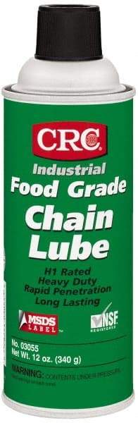 CRC - 16 oz Aerosol High Temperature Chain & Cable Lubricant - White, 8 to 325°F, Food Grade - Makers Industrial Supply