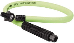 Legacy - 3/8" ID x 0.61" OD 2' Long Lead-In Whip Hose - FNPT x MNPT Ball Swivel Ends, 300 Working psi, 140°, 1/4" Fitting, Green - Makers Industrial Supply