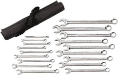 GearWrench - 18 Piece, 7mm to 24mm, 12 Point Combination Wrench Set - Metric Measurement Standard, Chrome Finish, Comes in Roll - Makers Industrial Supply