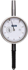 Fowler - 1" Range, 0-100 Dial Reading, 0.001" Graduation Dial Drop Indicator - 2-1/4" Dial, 0.1" Range per Revolution, 0.001" Accuracy, Revolution Counter - Makers Industrial Supply