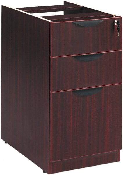 ALERA - 15-5/8" Wide x 28-1/2" High x 28-1/2" Deep, 3 Drawer Full Pedestal - Woodgrain Laminate, Mahogany - Makers Industrial Supply