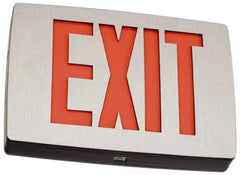 Lithonia Lighting - 1 Face, 1 Watt, Black, Aluminum, LED, Illuminated Exit Sign - 120/277 VAC, Nickel Cadmium, Universal Mounted, 11-3/4 Inch Long x 2 Inch Wide x 8-1/4 Inch High - Makers Industrial Supply