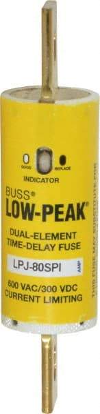 Cooper Bussmann - 300 VDC, 600 VAC, 80 Amp, Time Delay General Purpose Fuse - Bolt-on Mount, 4-5/8" OAL, 100 at DC, 300 at AC (RMS) kA Rating, 1-1/8" Diam - Makers Industrial Supply