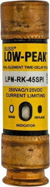 Cooper Bussmann - 125 VDC, 250 VAC, 45 Amp, Time Delay General Purpose Fuse - Fuse Holder Mount, 76.2mm OAL, 100 at DC, 300 at AC (RMS) kA Rating, 13/16" Diam - Makers Industrial Supply