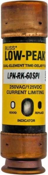 Cooper Bussmann - 125 VDC, 250 VAC, 60 Amp, Time Delay General Purpose Fuse - Fuse Holder Mount, 76.2mm OAL, 100 at DC, 300 at AC (RMS) kA Rating, 13/16" Diam - Makers Industrial Supply