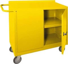 Durham - 2 Door, 1 Shelf, Yellow Steel Standard Safety Cabinet - 78" High x 18" Wide x 36" Deep, Manual Closing Door - Makers Industrial Supply