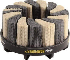 Brush Research Mfg. - 4" 120 Grit Ceramic/Silicon Carbide Tapered Disc Brush - Medium Grade, CNC Adapter Connector, 0.71" Trim Length, 7/8" Arbor Hole - Makers Industrial Supply