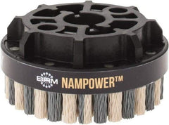 Brush Research Mfg. - 4" 320 Grit Ceramic/Silicon Carbide Tapered Disc Brush - Fine Grade, CNC Adapter Connector, 0.71" Trim Length, 7/8" Arbor Hole - Makers Industrial Supply