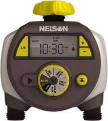 Nelson - Electronic Lawn Sprinkler Timer - 2 Watering Modes, 2 Outlets, 3/4-18 National Hose Thread - Makers Industrial Supply