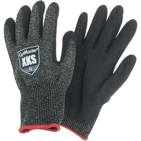 Value Collection - Size L, ANSI Cut Lvl A5, Puncture Lvl 4, Abrasion Lvl 4, Nitrile Coated Cut & Puncture Resistant Gloves - Palm Coated, Black, Paired - Makers Industrial Supply