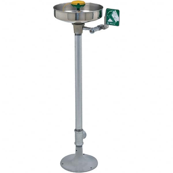 Haws - 15" Wide x 38" High, Pedestal Mount, Stainless Steel Bowl, Eye & Face Wash Station - 11" Inlet, 3.7 GPM Flow Rate - Makers Industrial Supply