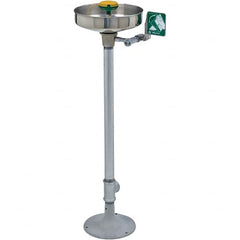 Haws - 15" Wide x 38" High, Pedestal Mount, Stainless Steel Bowl, Eye & Face Wash Station - 11" Inlet, 3.7 GPM Flow Rate - Makers Industrial Supply