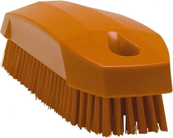 Vikan - 0.7" Bristle Length, Polyester Scrub Brush - 1-1/2" Wide Head, 4-1/2" OAL, Orange, Polypropylene Block - Makers Industrial Supply