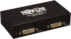 Tripp-Lite - DVI Splitter with Audio and Signal Booster - DVI Connector, Black, Use with Monitors - Makers Industrial Supply