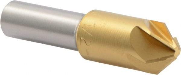 M.A. Ford - 1/2" Head Diam, 3/8" Shank Diam, 6 Flute 90° High Speed Steel Countersink - TiN Finish, 2" OAL - Makers Industrial Supply