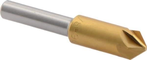 M.A. Ford - 3/8" Head Diam, 1/4" Shank Diam, 6 Flute 90° High Speed Steel Countersink - TiN Finish, 2" OAL - Makers Industrial Supply