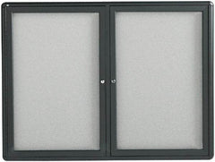 Quartet - 48" Wide x 36" High Enclosed Cork Bulletin Board - Fabric Covered, Gray - Makers Industrial Supply