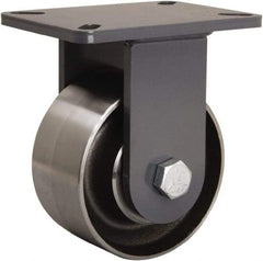 Hamilton - 6" Diam x 3" Wide x 8" OAH Top Plate Mount Rigid Caster - Forged Steel, 6,000 Lb Capacity, Sealed Precision Ball Bearing, 5-1/4 x 7-1/4" Plate - Makers Industrial Supply