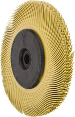 3M - 6" Diam, 7/16" Max Face Width, Plain Hole Radial Bristle Brush - 80 Grit, Medium Grade, 6,000 Max RPM, Yellow - Makers Industrial Supply