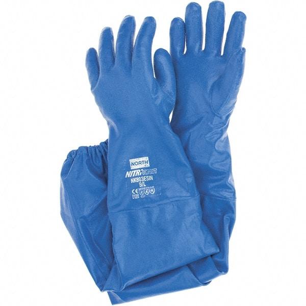 Honeywell - 26" Long, Nitrile Chemical Resistant Gloves - Blue - Makers Industrial Supply