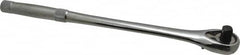 Proto - 1/2" Drive Pear Head Ratchet - Chrome Finish, 15" OAL, 45 Gear Teeth, Long Knurled Handle, Standard Head - Makers Industrial Supply