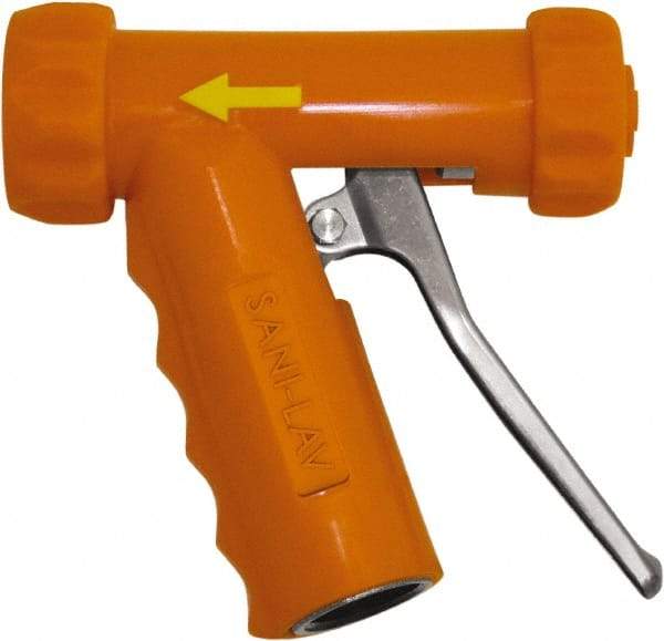 SANI-LAV - 3/4" Pipe, Insulated, Grade 304 Stainless Steel Adjustable Spray Pattern Nozzle - Safety Orange, 3/4 GHT Connection, 7 Gal per min at 100 psi, 3/4 GHT, 3/4" Orifice Diam, For Use With Water - Makers Industrial Supply