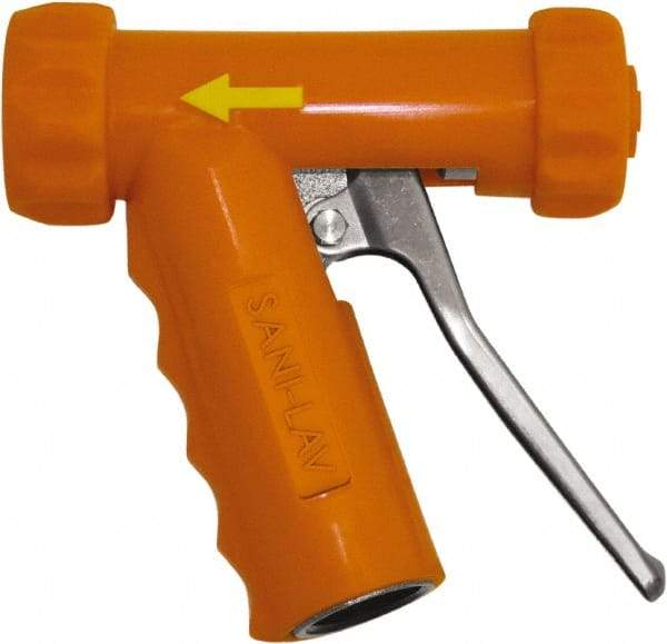 SANI-LAV - 3/4" Pipe, Insulated, Grade 6061-T6 Aluminum Adjustable Spray Pattern Nozzle - Safety Orange, 3/4 GHT Connection, 7 Gal per min at 100 psi, 3/4 GHT, 3/4" Orifice Diam, For Use With Water - Makers Industrial Supply