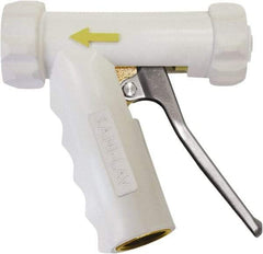 SANI-LAV - 3/4" Pipe, Insulated, Grade C-36000 Brass Adjustable Spray Pattern Nozzle - White, 3/4 GHT Connection, 7 Gal per min at 100 psi, 3/4 GHT, 3/4" Orifice Diam, For Use With Water - Makers Industrial Supply