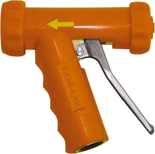 SANI-LAV - 3/4" Pipe, Insulated, Grade C-36000 Brass Adjustable Spray Pattern Nozzle - Safety Orange, 3/4 GHT Connection, 8.9 Gal per min at 100 psi, 3/4 GHT, 3/4" Orifice Diam, For Use With Water - Makers Industrial Supply