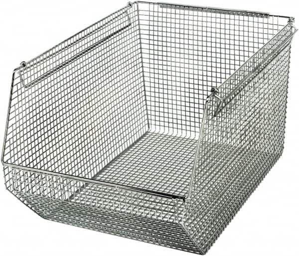 Quantum Storage - 175 Lb. Load Capacity, 18-1/2" Deep, Chrome Hopper Stacking Bin - 10-1/8" High x 11" Wide x 18-1/2" Long - Makers Industrial Supply