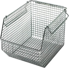 Quantum Storage - 175 Lb. Load Capacity, 10-1/2" Deep, Chrome Hopper Stacking Bin - 7" High x 8" Wide x 10-1/2" Long - Makers Industrial Supply