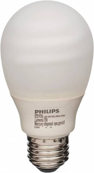 Philips - 14 Watt Fluorescent Residential/Office Medium Screw Lamp - 2,700°K Color Temp, 800 Lumens, 120 Volts, Twister, 8,000 hr Avg Life - Makers Industrial Supply