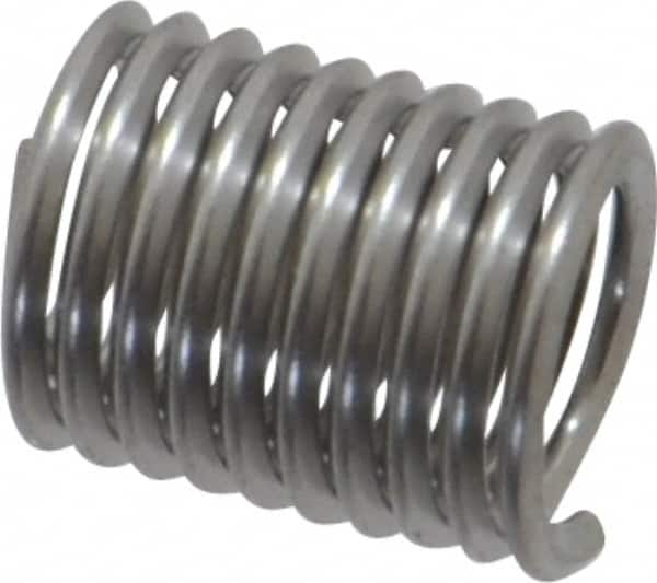 Recoil - #10-32 UNF, 0.38" OAL, Free Running Helical Insert - 9-1/2 Free Coils, Tanged, Stainless Steel, Bright Finish, 2D Insert Length - Exact Industrial Supply