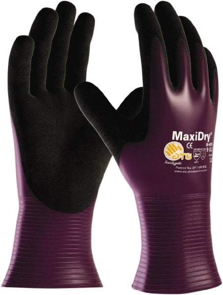 ATG - Size S Nitrile Coated Polyethylene Blend General Protection Work Gloves - For General Purpose, Palm Coated, Slip-On Cuff, Full Fingered, Purple, Paired - Makers Industrial Supply