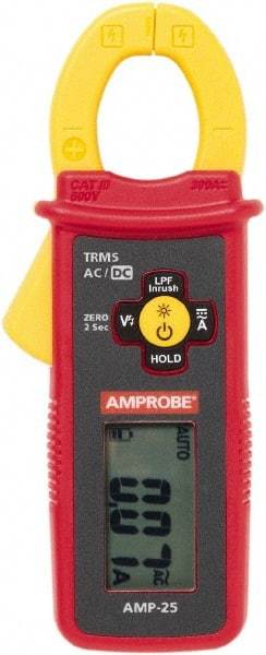 Amprobe - AMP-25, CAT III, Digital True RMS Clamp Meter with 0.9843" Clamp On Jaws - 300 AC/DC Amps, Measures Current - Makers Industrial Supply