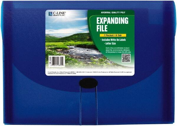 C-LINE - 13 x 9-1/4 x 1-5/8", Letter Size, Blue, Expandable File Folders with Top Tab Pocket - Has Index Tabs, 1 per Box - Makers Industrial Supply