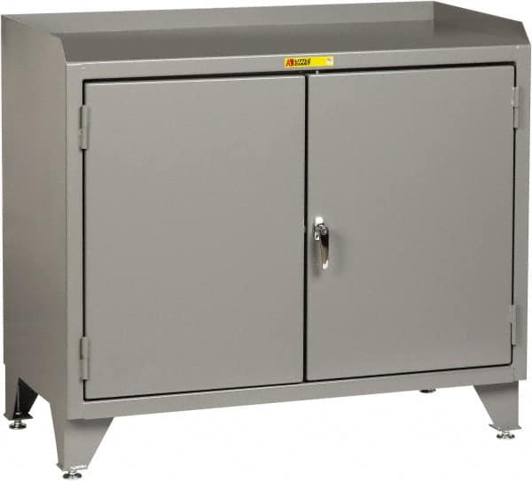 Little Giant - 48 Wide x 24" Deep x 43" High, 12 Gauge Steel Workstation - Fixed Legs With Adjustable Height Glides, Gray - Makers Industrial Supply