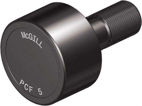 McGill - 4-1/2" Roller Diam x 2" Width, 1-1/4" Stud Diam x 2-3/4" Length, Plain Load Roller - Steel, 1-3/4" Thread Length, 1-1/4-12 Thread, 4-3/4" OAL, 14,300 Lb Dynamic Cap, 16,000 Lb Static Cap - Makers Industrial Supply