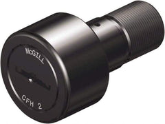 McGill - 1-3/8" Roller Diam x 3/4" Width, 1/2" Stud Diam x 1-1/4" Length, Heavy Stud Cam Follower - Steel, 5/8" Thread Length, 3/4-16 Thread, 2.03" OAL, 3,930 Lb Dynamic Cap, 8,500 Lb Static Cap - Makers Industrial Supply