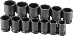 SK - 13 Piece 3/4" Drive Standard Impact Socket Set - 12 Points, 3/4 to 1-1/2", Inch Measurement Standard - Makers Industrial Supply