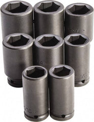 Proto - 8 Piece 3/4" Drive Full Polish Finish Deep Well Impact Socket Set - 6 Points, 1" to 3/4" Range, Inch Measurement Standard - Makers Industrial Supply