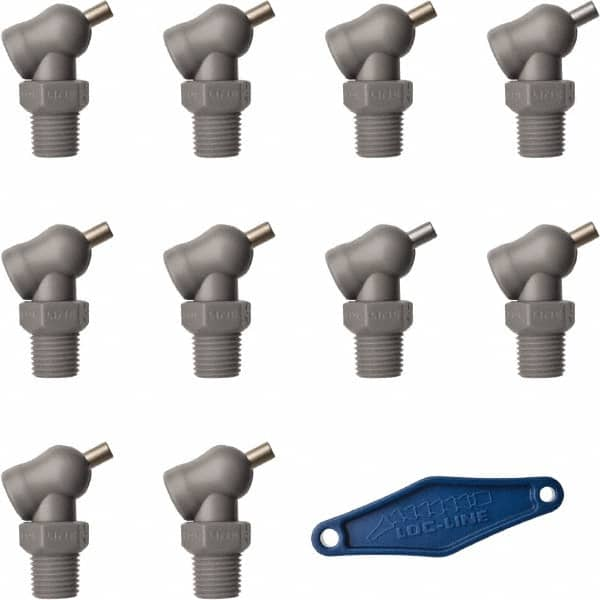 Loc-Line - 1/4" Hose Inside Diam x 5/32" Nozzle Diam, High-Pressure Coolant Hose Nozzle - NPT, for Use with Loc-Line Modular Hose System, 10 Pieces - Makers Industrial Supply