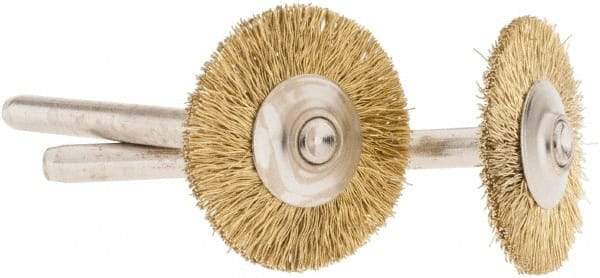 Dremel - 3/4" OD, 1/8" Shank Diam, Straight Filament Brass Wheel Brush - 1/16" Face Width, 3/4" Trim Length, 15,000 RPM - Makers Industrial Supply