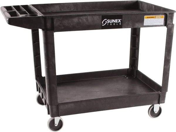 Sunex Tools - 500 Lb Capacity, 26" Wide x 46" Long x 33-1/2" High Standard Utility Cart - 2 Shelf, Plastic, Hard Rubber Casters - Makers Industrial Supply