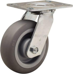 Hamilton - 6" Diam x 2" Wide x 7-1/2" OAH Top Plate Mount Swivel Caster - Rubber Mold on Polyolefin, 410 Lb Capacity, Straight Roller Bearing, 4-1/2 x 6-1/4" Plate - Makers Industrial Supply