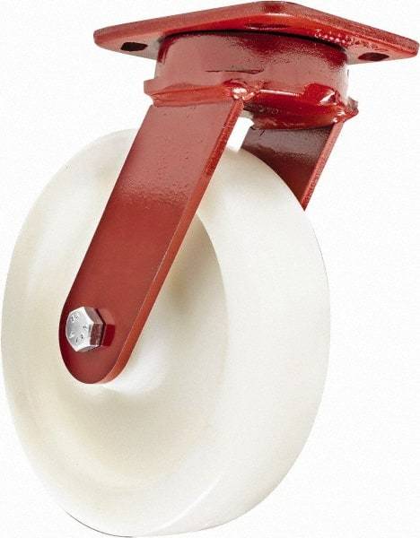 Hamilton - 8" Diam x 2" Wide x 9-1/2" OAH Top Plate Mount Swivel Caster - Plastic, 1,100 Lb Capacity, Sealed Precision Ball Bearing, 4 x 5" Plate - Makers Industrial Supply