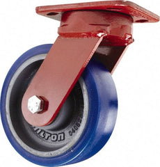 Hamilton - 6" Diam x 2" Wide x 7-1/2" OAH Top Plate Mount Swivel Caster - Polyurethane, 960 Lb Capacity, Sealed Precision Ball Bearing, 4 x 5" Plate - Makers Industrial Supply